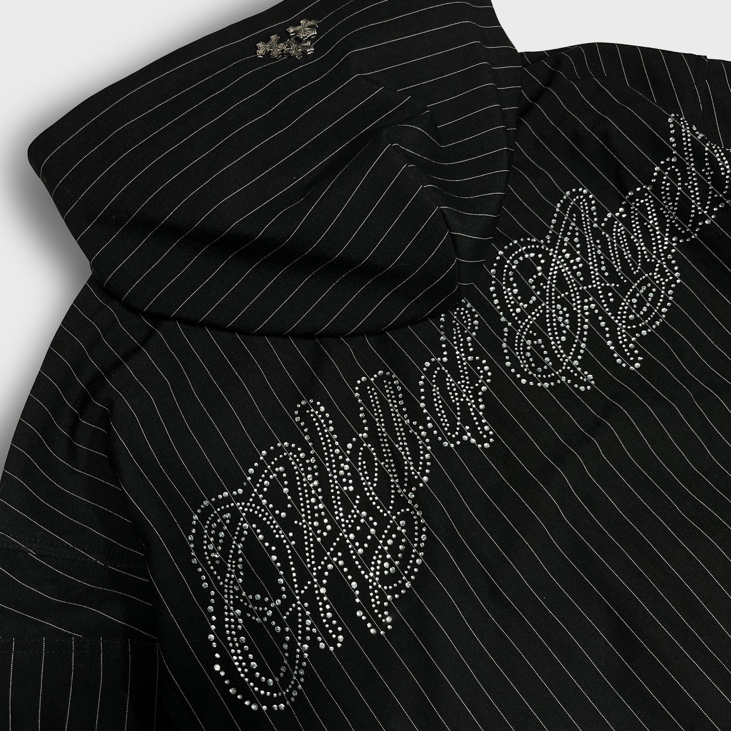 "Hell of Angels" Striped Zip Hoodie